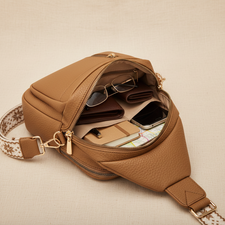 תיק חזה בצבע הייזל